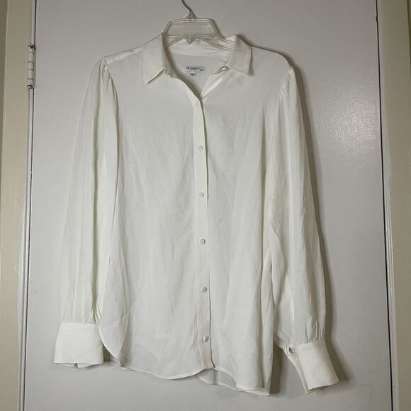 EQUIPMENT IVORY BUTTON DOWN LONG SLEEVE COLLAR BLOUSE SIZE MEDIUM - Picture 1 of 6